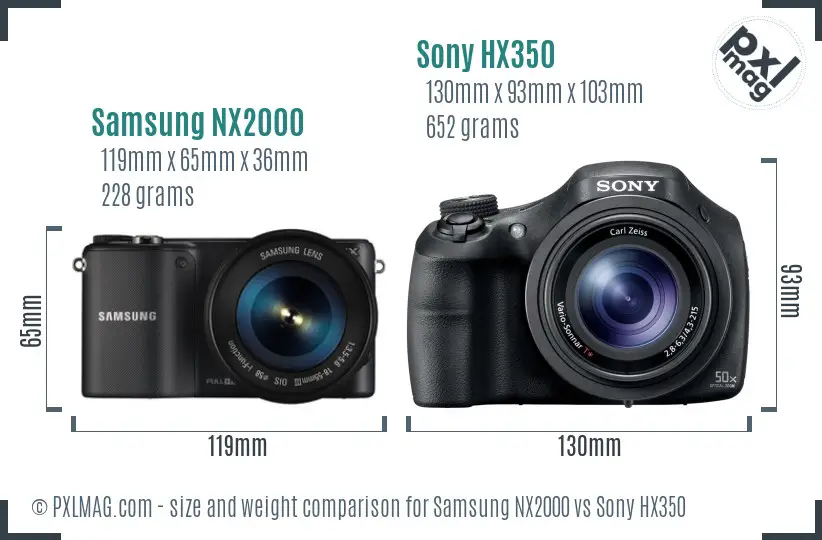 Samsung NX2000 vs Sony HX350 size comparison Samsung NX2000 vs Sony HX350 size comparison