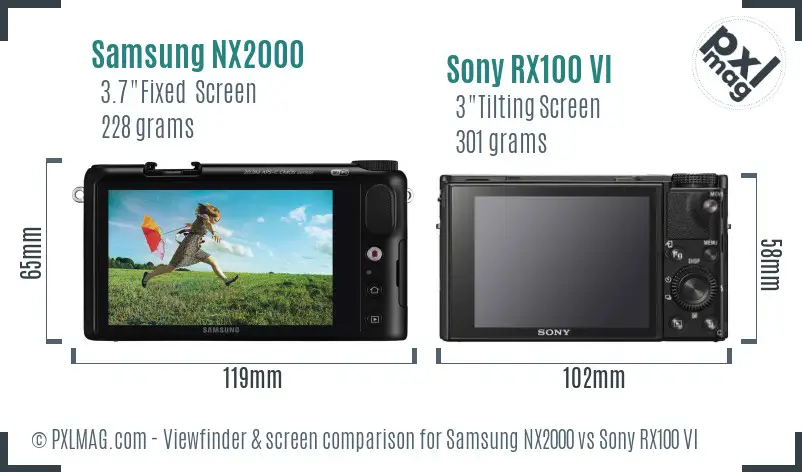 Samsung NX2000 vs Sony RX100 VI Screen and Viewfinder comparison