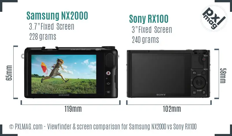Samsung NX2000 vs Sony RX100 Screen and Viewfinder comparison
