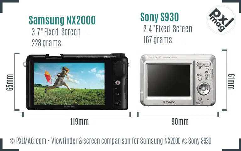 Samsung NX2000 vs Sony S930 Screen and Viewfinder comparison