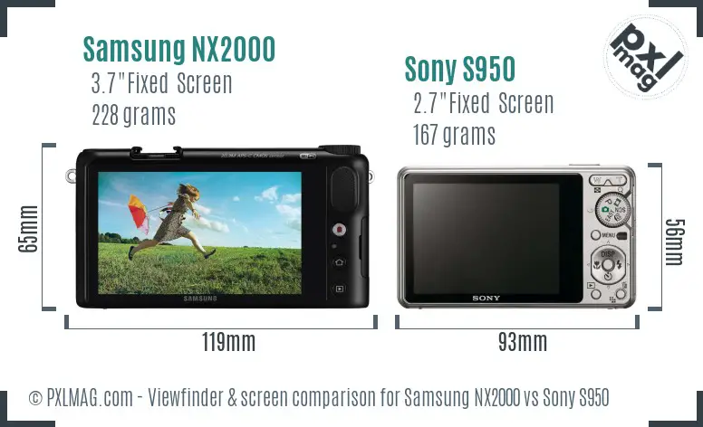 Samsung NX2000 vs Sony S950 Screen and Viewfinder comparison