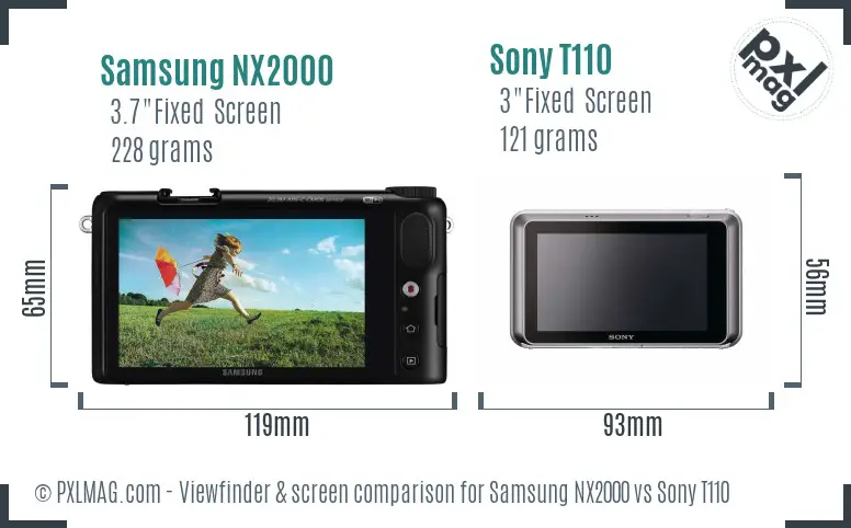 Samsung NX2000 vs Sony T110 Screen and Viewfinder comparison