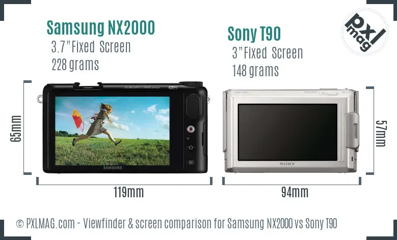 Samsung NX2000 vs Sony T90 Screen and Viewfinder comparison