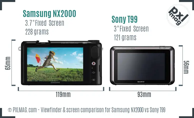 Samsung NX2000 vs Sony T99 Screen and Viewfinder comparison