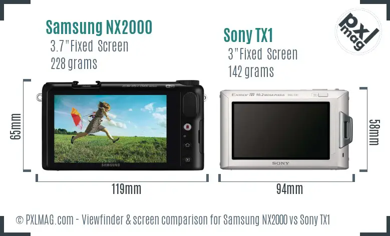 Samsung NX2000 vs Sony TX1 Screen and Viewfinder comparison