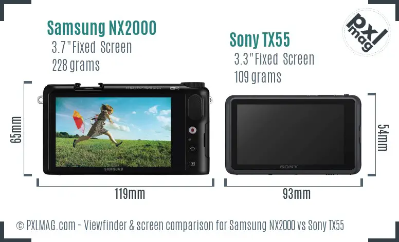 Samsung NX2000 vs Sony TX55 Screen and Viewfinder comparison