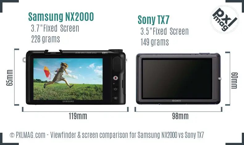 Samsung NX2000 vs Sony TX7 Screen and Viewfinder comparison