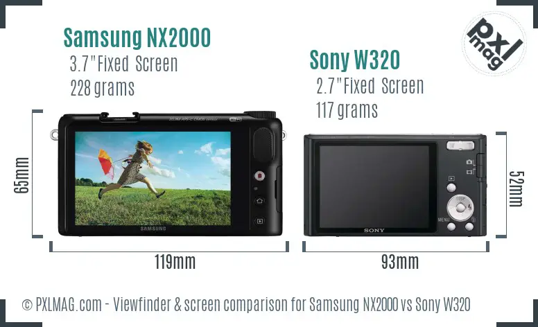 Samsung NX2000 vs Sony W320 Screen and Viewfinder comparison