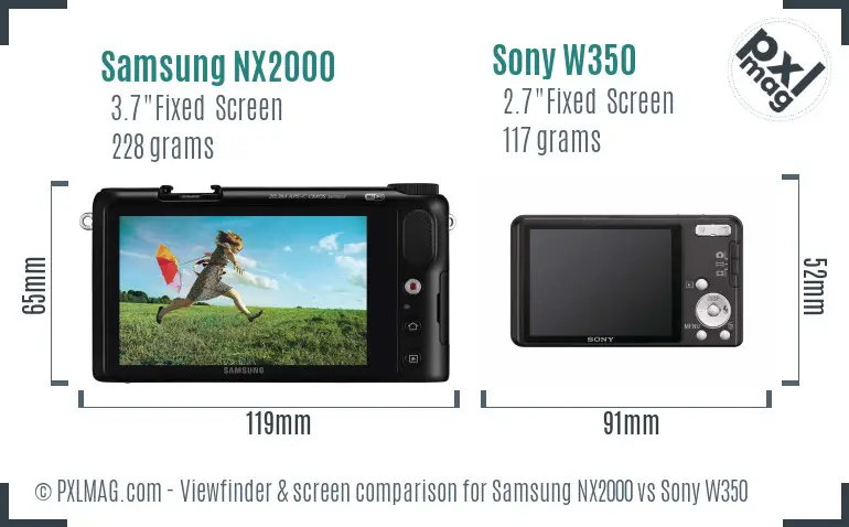 Samsung NX2000 vs Sony W350 Screen and Viewfinder comparison