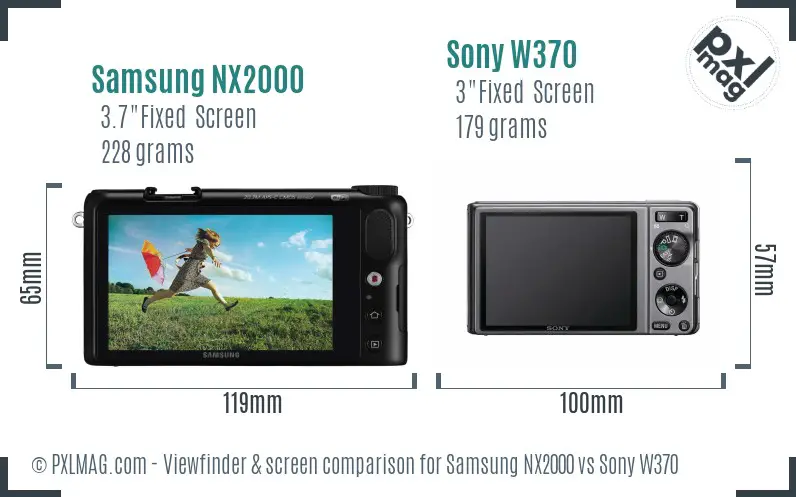 Samsung NX2000 vs Sony W370 Screen and Viewfinder comparison