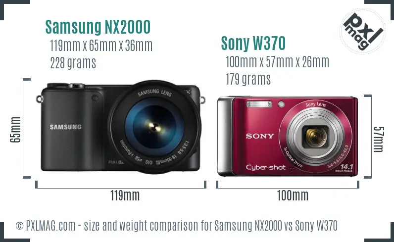 Samsung NX2000 vs Sony W370 size comparison