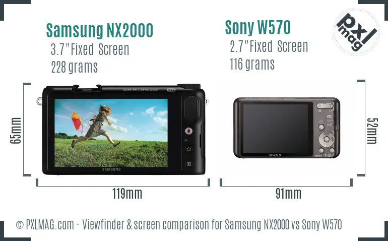 Samsung NX2000 vs Sony W570 Screen and Viewfinder comparison