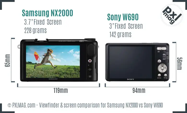 Samsung NX2000 vs Sony W690 Screen and Viewfinder comparison