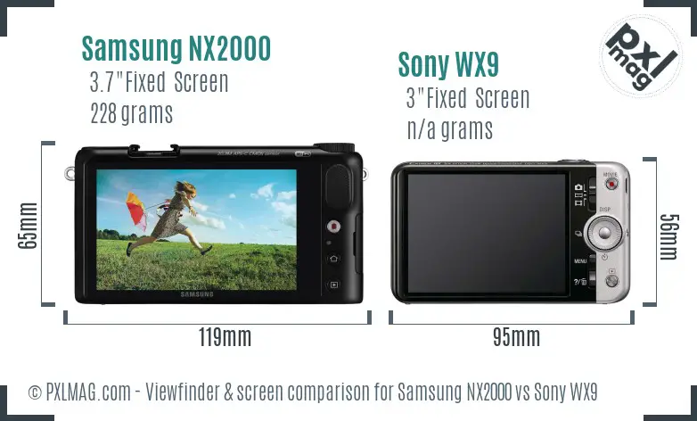 Samsung NX2000 vs Sony WX9 Screen and Viewfinder comparison