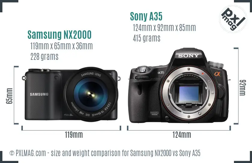 Samsung NX2000 vs Sony A35 size comparison