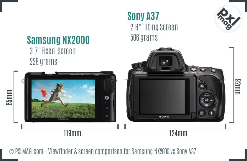 Samsung NX2000 vs Sony A37 Screen and Viewfinder comparison
