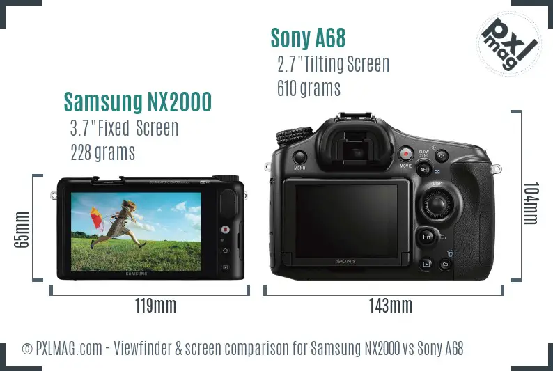 Samsung NX2000 vs Sony A68 Screen and Viewfinder comparison