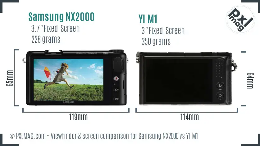Samsung NX2000 vs YI M1 Screen and Viewfinder comparison