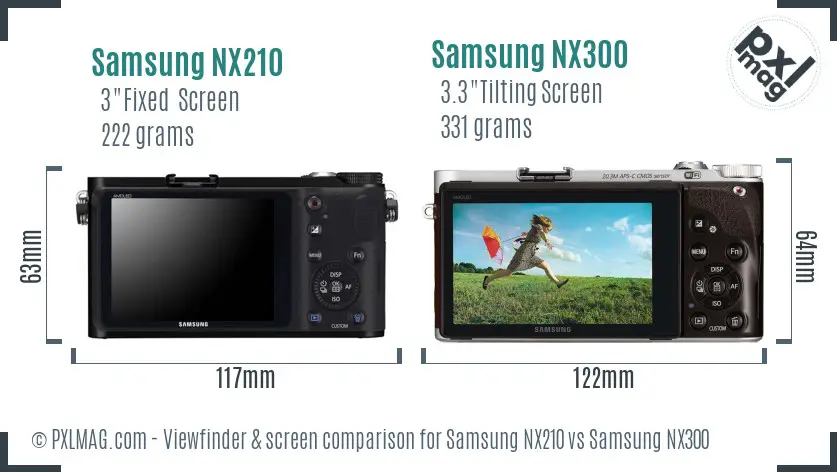 Samsung NX210 vs Samsung NX300 Screen and Viewfinder comparison