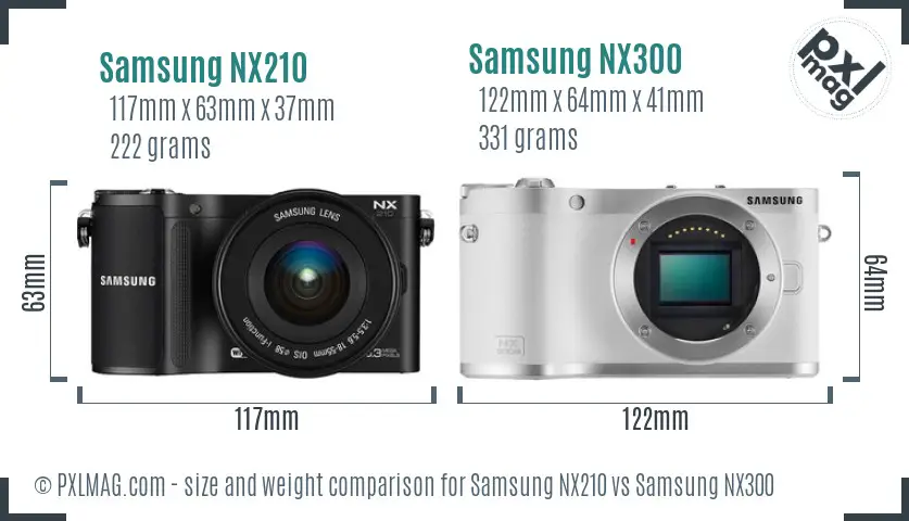 Samsung NX210 vs Samsung NX300 size comparison
