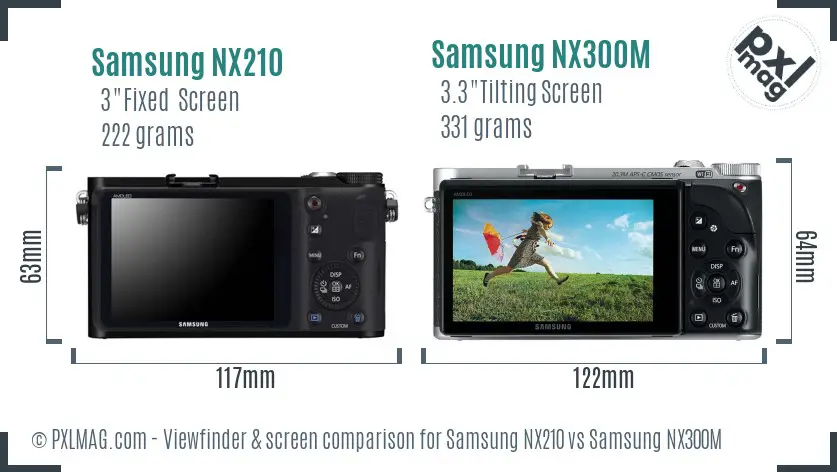 Samsung NX210 vs Samsung NX300M Screen and Viewfinder comparison