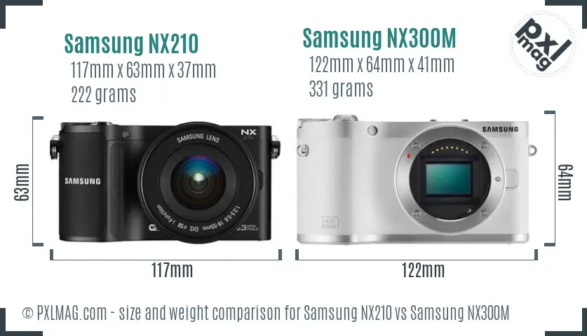 Samsung NX210 vs Samsung NX300M size comparison
