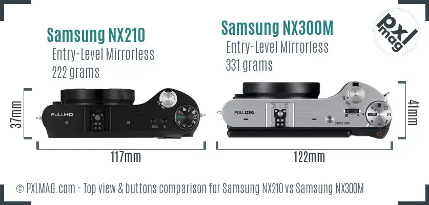 Samsung NX210 vs Samsung NX300M top view buttons comparison