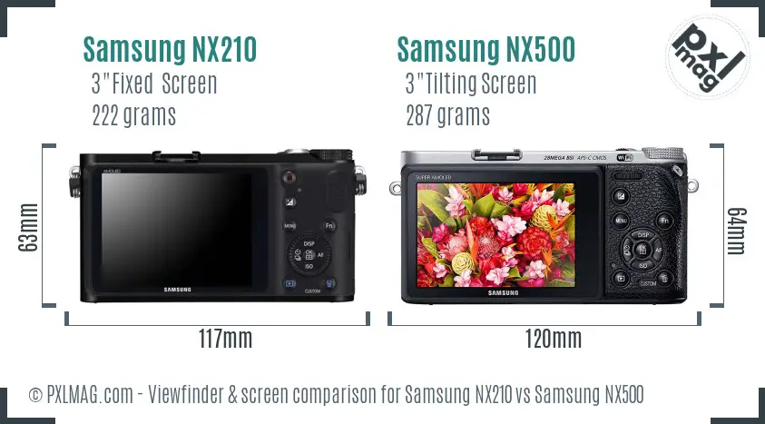 Samsung NX210 vs Samsung NX500 Screen and Viewfinder comparison