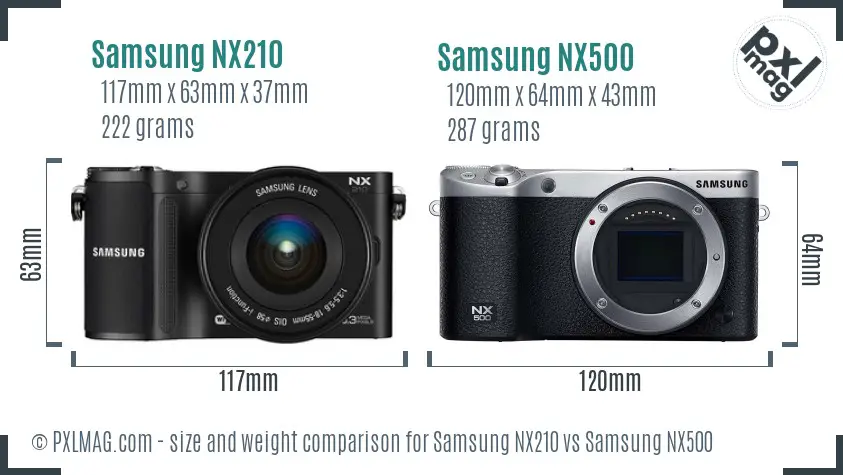 Samsung NX210 vs Samsung NX500 size comparison