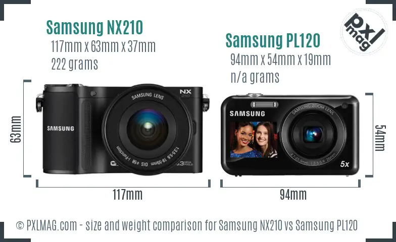 Samsung NX210 vs Samsung PL120 size comparison