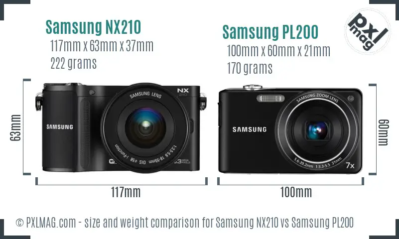 Samsung NX210 vs Samsung PL200 size comparison