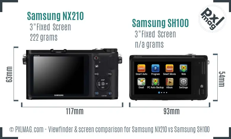 Samsung NX210 vs Samsung SH100 Screen and Viewfinder comparison Samsung NX210 vs Samsung SH100 Screen and Viewfinder comparison