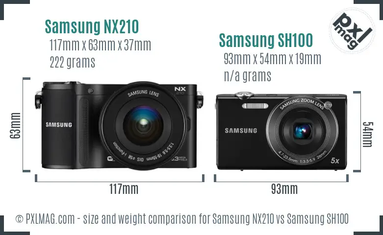 Samsung NX210 vs Samsung SH100 size comparison Samsung NX210 vs Samsung SH100 size comparison