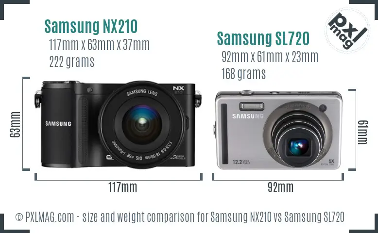 Samsung NX210 vs Samsung SL720 size comparison
