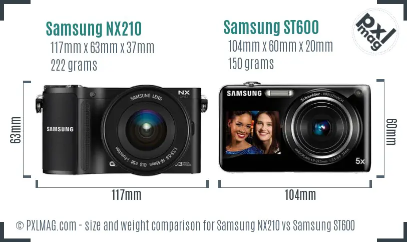 Samsung NX210 vs Samsung ST600 size comparison