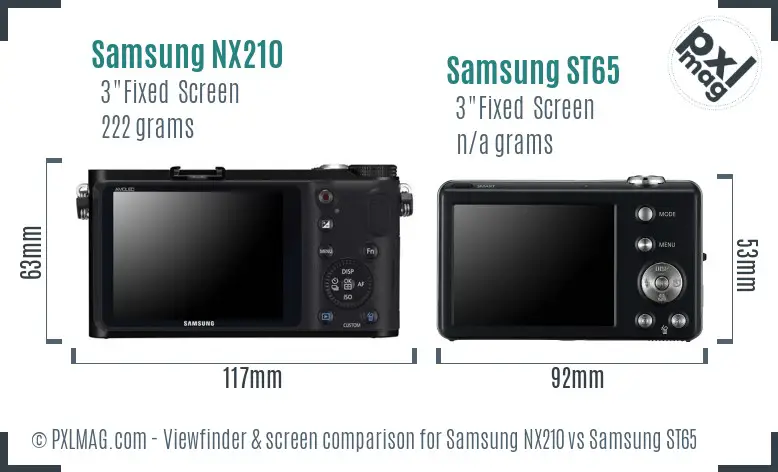Samsung NX210 vs Samsung ST65 Screen and Viewfinder comparison