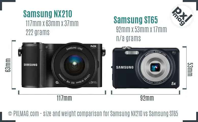 Samsung NX210 vs Samsung ST65 size comparison