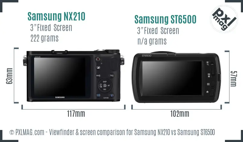 Samsung NX210 vs Samsung ST6500 Screen and Viewfinder comparison