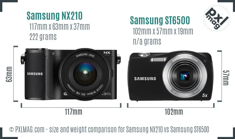 Samsung NX210 vs Samsung ST6500 size comparison