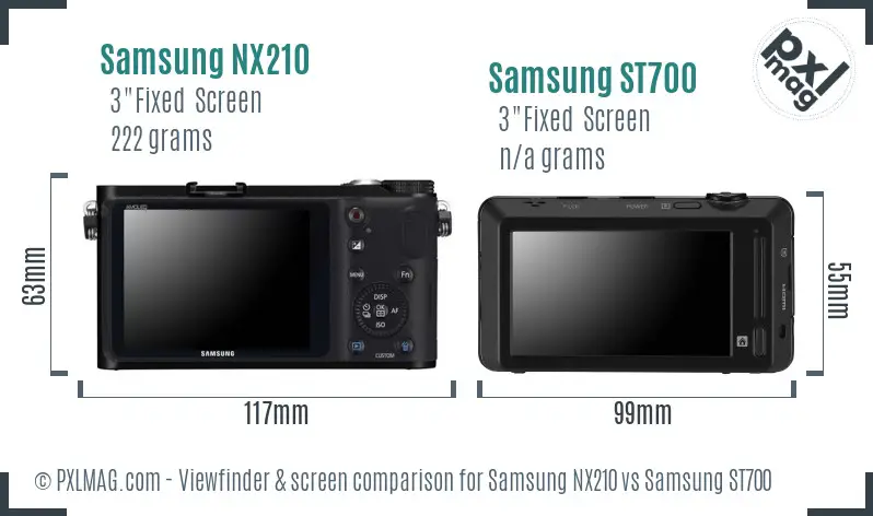 Samsung NX210 vs Samsung ST700 Screen and Viewfinder comparison