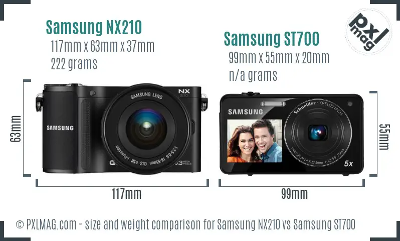 Samsung NX210 vs Samsung ST700 size comparison
