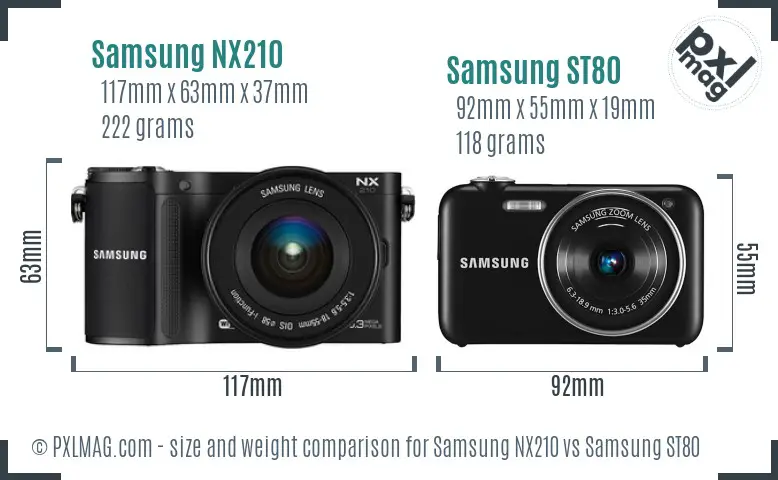 Samsung NX210 vs Samsung ST80 size comparison