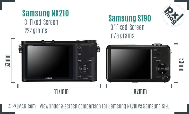 Samsung NX210 vs Samsung ST90 Screen and Viewfinder comparison