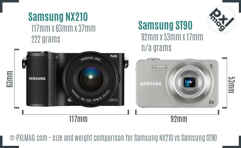 Samsung NX210 vs Samsung ST90 size comparison