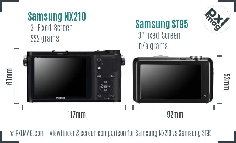 Samsung NX210 vs Samsung ST95 Screen and Viewfinder comparison