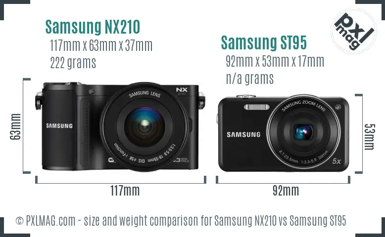 Samsung NX210 vs Samsung ST95 size comparison