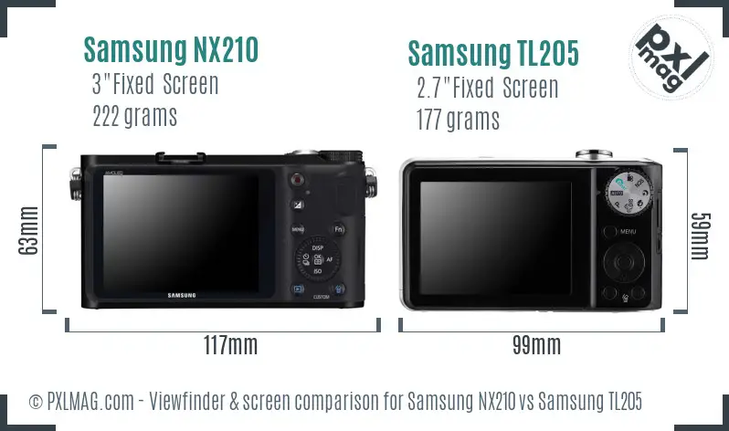 Samsung NX210 vs Samsung TL205 Screen and Viewfinder comparison Samsung NX210 vs Samsung TL205 Screen and Viewfinder comparison