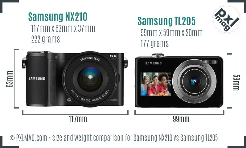 Samsung NX210 vs Samsung TL205 size comparison Samsung NX210 vs Samsung TL205 size comparison