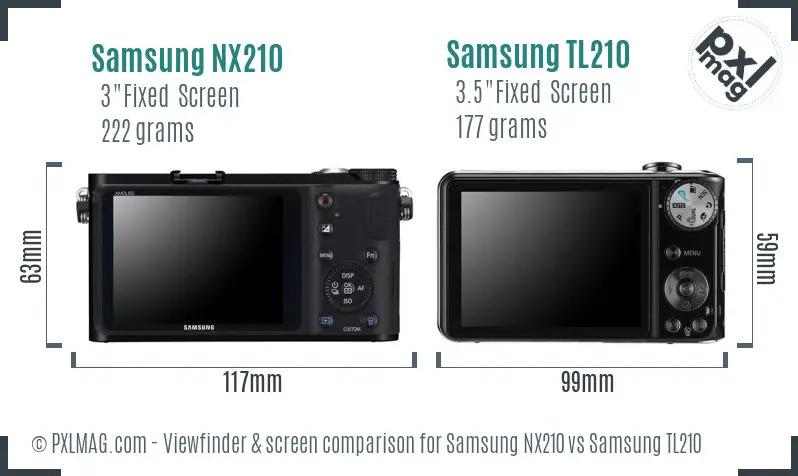 Samsung NX210 vs Samsung TL210 Screen and Viewfinder comparison