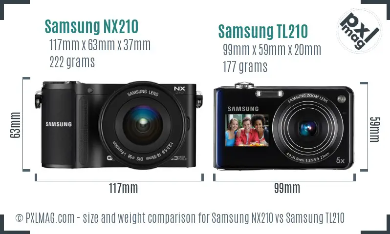 Samsung NX210 vs Samsung TL210 size comparison